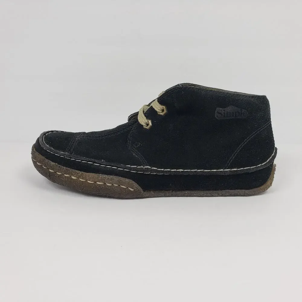 Simple Waldo Mens Sz 7 Womens Sz 9 Black Suede Lace Chukka Bootie Shoes